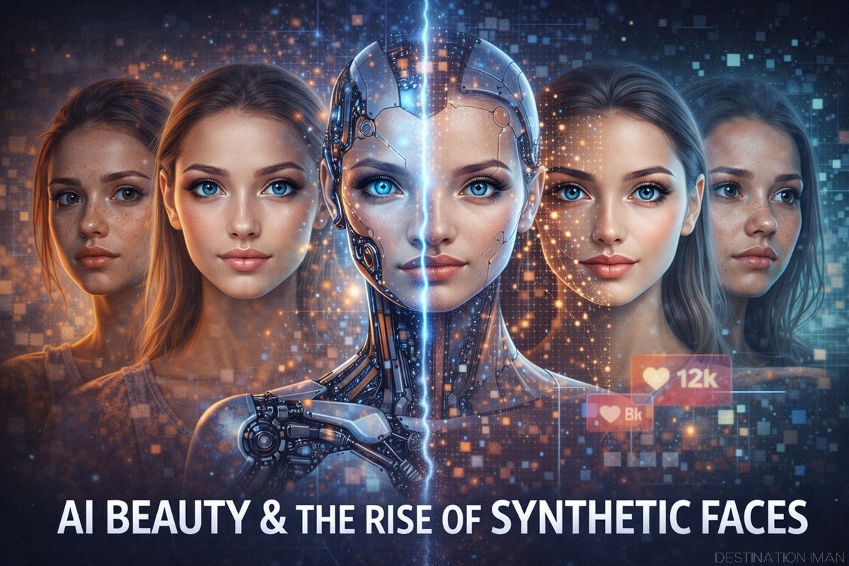 Analysis of AI beauty and the rise of synthetic faces showing how artificial intelligence reshapes beauty standards