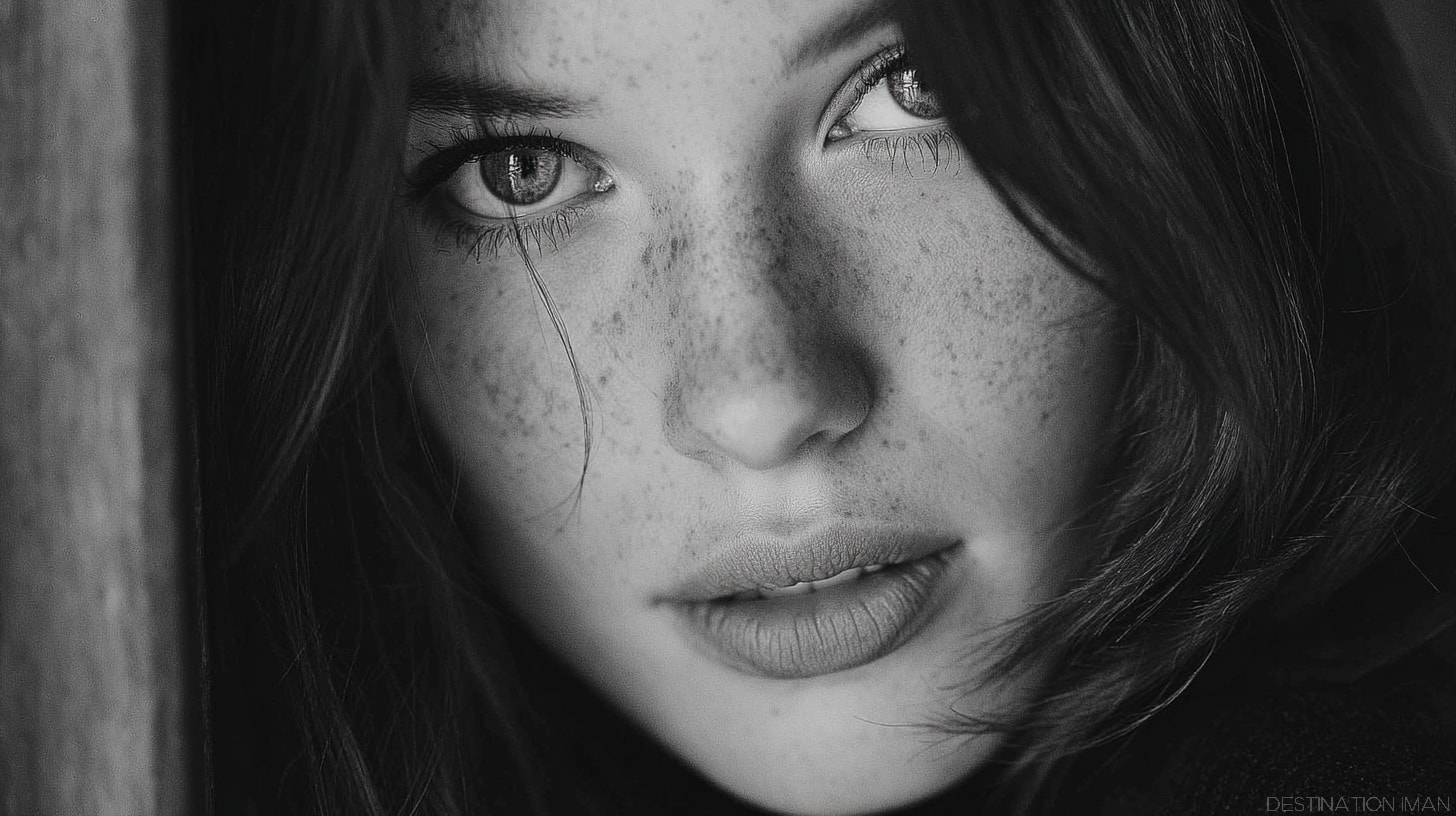 A contemplative monochrome portrait highlighting restraint, texture, and narrative intention beyond purely generative aesthetics.