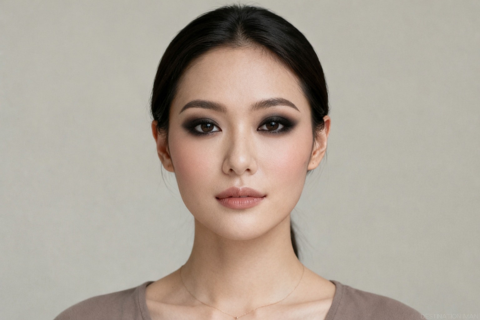 Portrait with balanced eye makeup that enhances eyes without overpowering facial features in photography