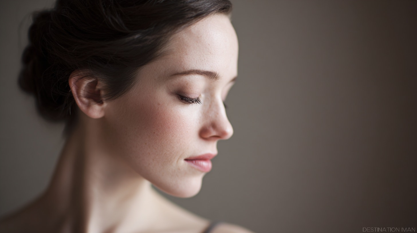 Minimalist profile portrait expressing classic beauty through soft light, restraint, and timeless composition