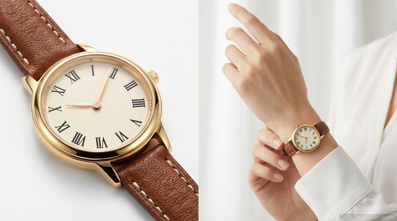 Classic wristwatch with clean dial and leather strap demonstrating timeless watch design