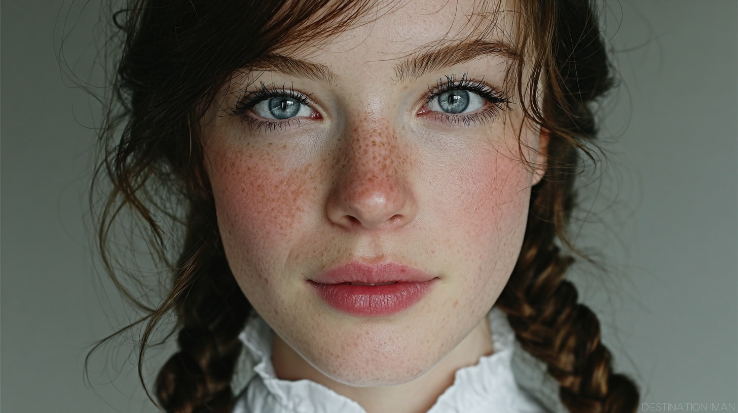 Symmetrical, softly lit portrait illustrating evolutionary aesthetics and the brain’s preference for balance, clarity, and visual calm.