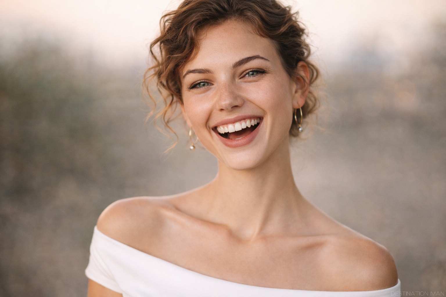 Portrait with genuine authentic smile showing real joy and emotion that reaches the eyes