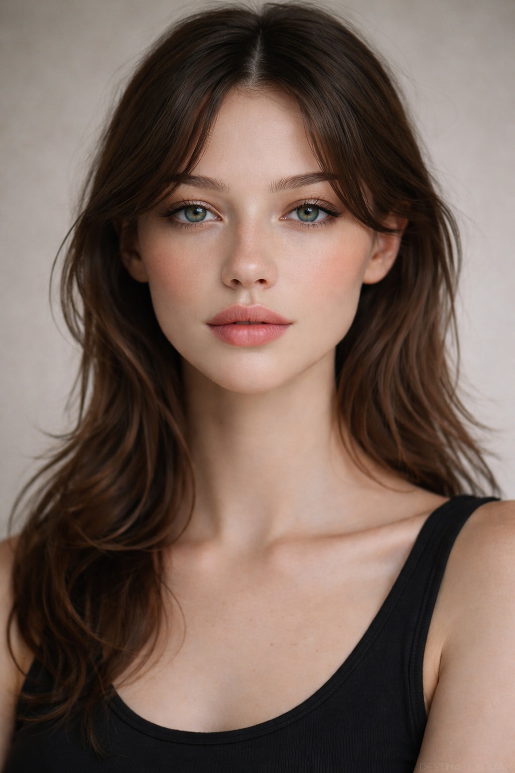 Ultra-realistic digitally generated female face illustrating how AI and filters blur the line between natural and synthetic beauty