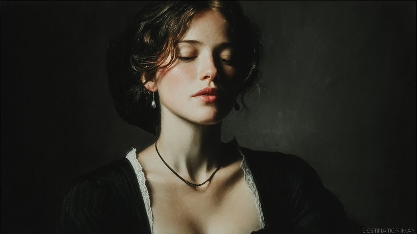 A softly lit portrait evoking timeless emotion, inviting repeated reinterpretation without losing its inner meaning.